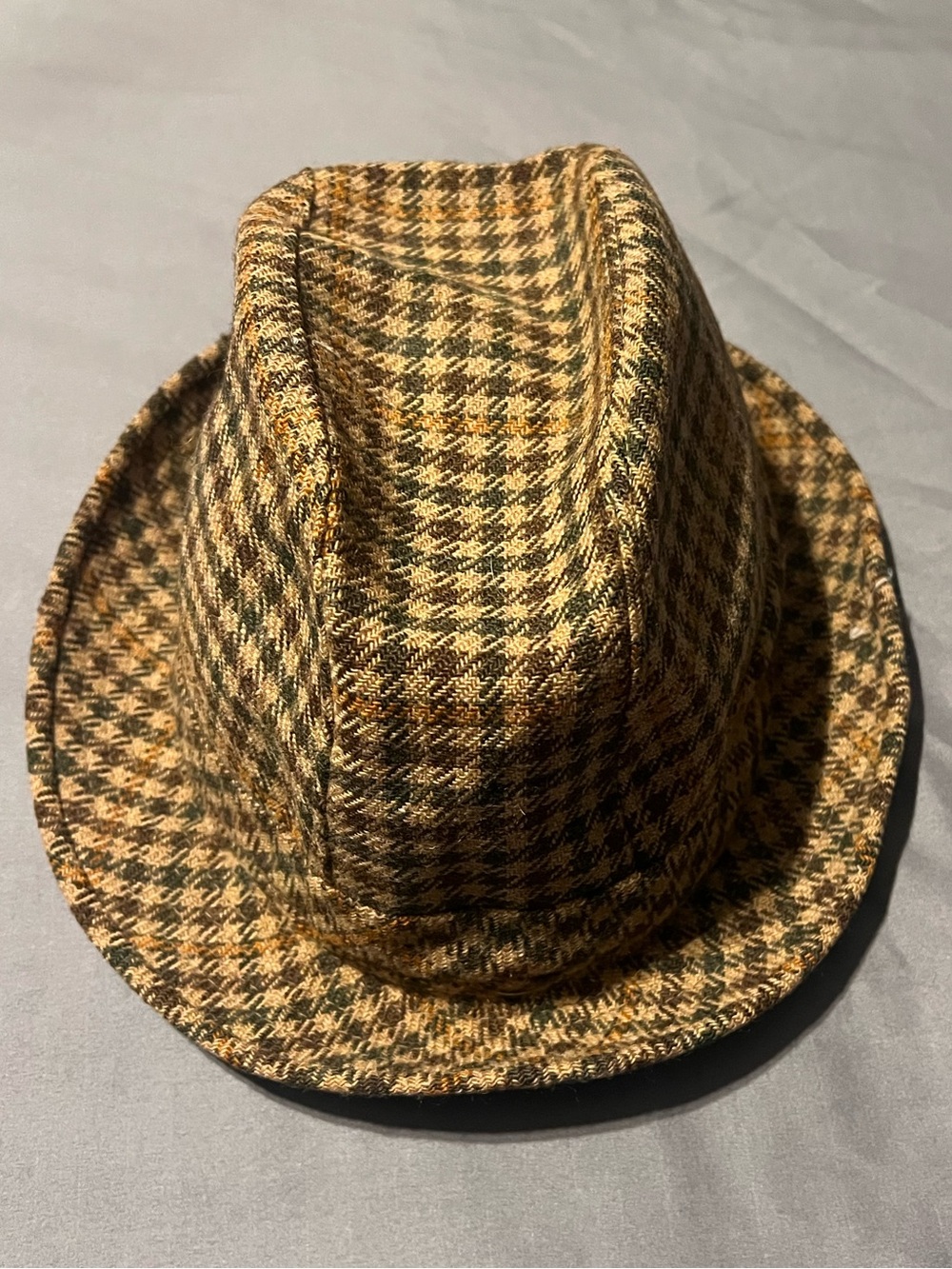 Houndstooth Men's Fedora Hat in Brown and Tan